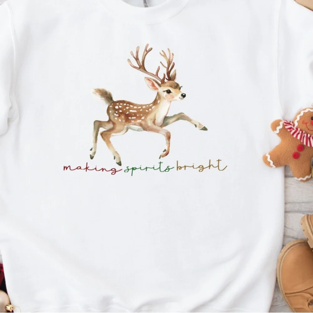 New Making Spirits Bright soft crewneck Holiday Sweater - Picture 1 of 1